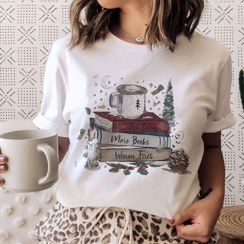 3D Book Printed Short Sleeve T-shirt 3D Book Print Round Neck Short Sleeve T-shirt