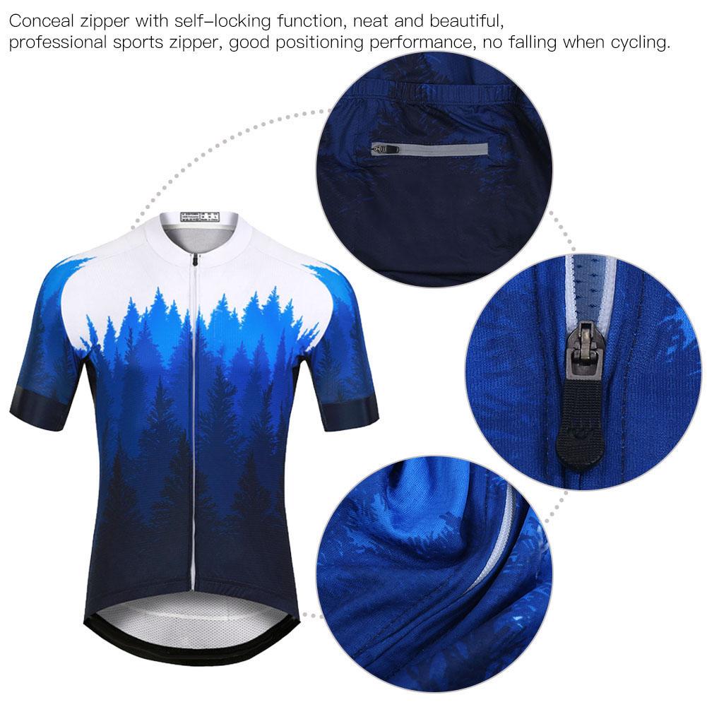 Man Male Tree Grain Blue Summer Outdoor Short Sleeve Bicycle Cycling Wear ClothesTree Grain Blue Short Sleeve XXXL