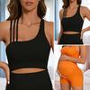 Dam Sportväst Asymmetriska Axelband Mjukt Tjockt Tyg Elastiska Muddar Medelstöd Yoga Träning BH-väst Aktiva Kläder