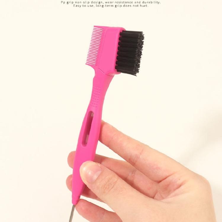 Hair Control Edge Brush with Metal Rat Tail Comb Double Sided Hair Styling Brush