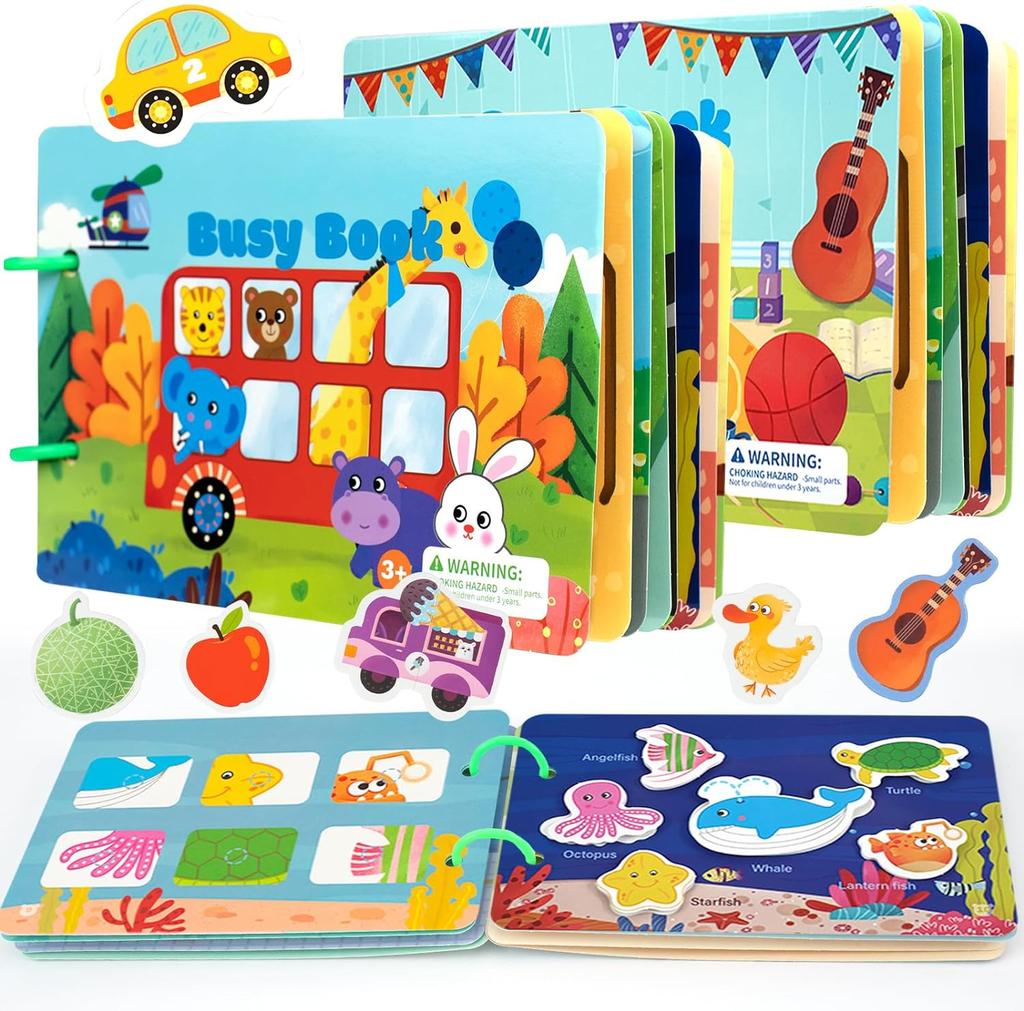 Montessori Busy Book for Toddlers, Preschool Learning Activities for Kids, Kindergarten Educational Toys for 3 Year Old