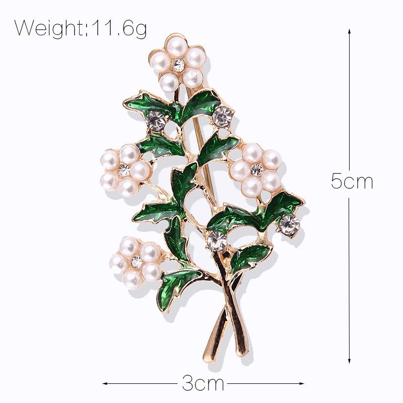 Accessories Flower Pearl with Rhinestones Brooch Jewellery Alloy Painting Oil Brooch Female Perfect Gift for Couples
