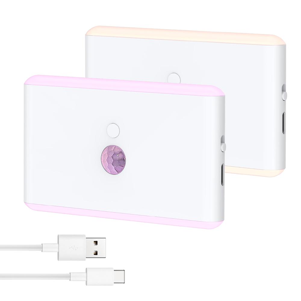 USB Charging Night Lights Motion Sensor Indoor Bright LED Lamp 3 Modes Stair Lighting Dimmable LED Lights for Bedroom Cabinet