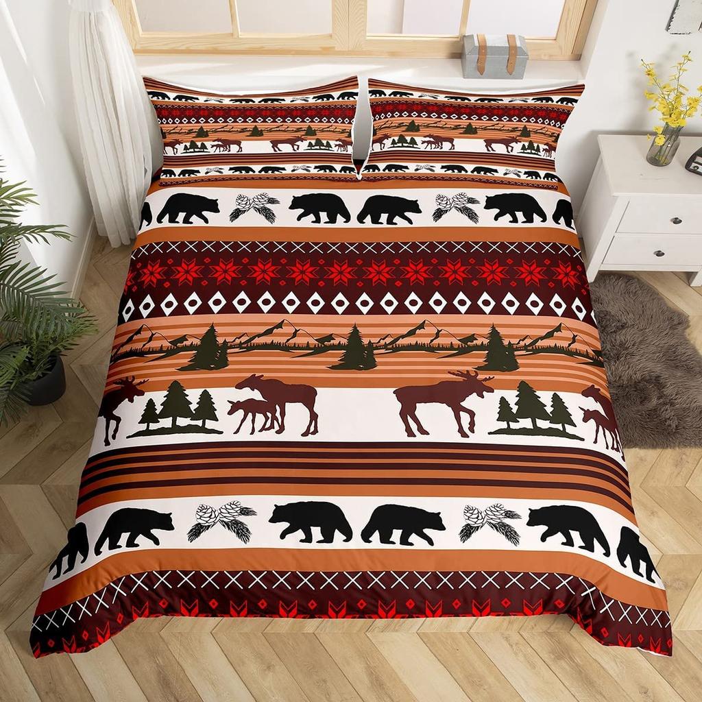 Boho Duvet Cover Southwestern Comforter Cover Ethnic Tribal Arrow Aztec Bed Set Retro Vintage Exotic Bull Cattle Bohemian Decor