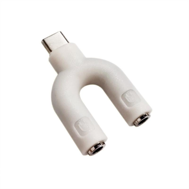 USB C To Double 3.5mm Splitter Adapter Compatible for Type C Phone Devices Enables Two Way Audios Sharing For Movie Night