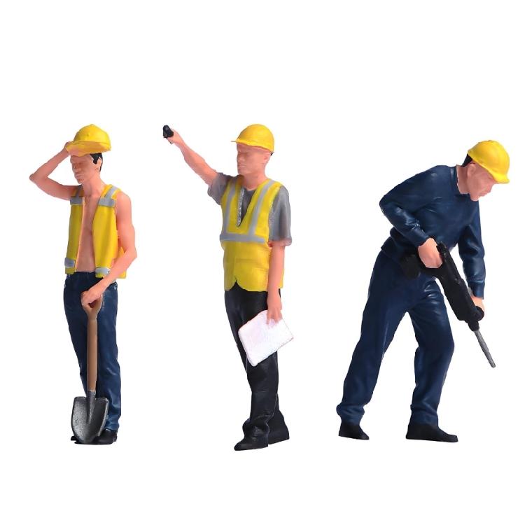 Realistic Building Site Worker Statues 1:64 Scale Resin Models Creative Projects Accessory For Collectors And Hobbyists
