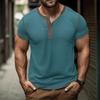 Men’s Short Sleeve Colorblock Waffle Henley Shirt