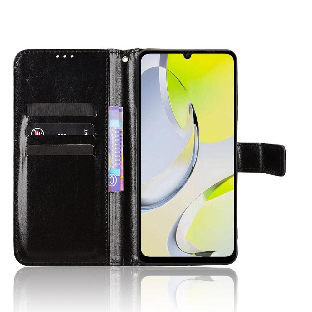 For ZTE Blade A76 4G PU Leather Case with Strap Crazy Horse Texture Phone Wallet Cover