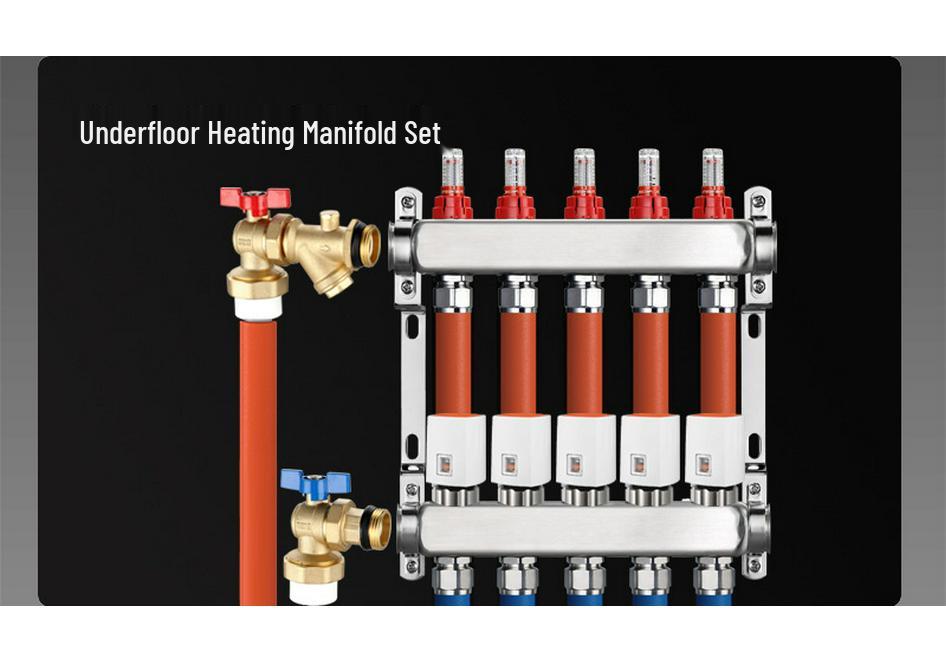 Multi-Functional Floor Heating Manifold with Filter, PPR25/32 Double Union, 1-Inch Brass Ball Valve, Male/Female Thread