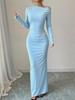 Off-Shoulder Maxi Dress with Asymmetric Neckline and Floral Print, Available In Multiple Colors