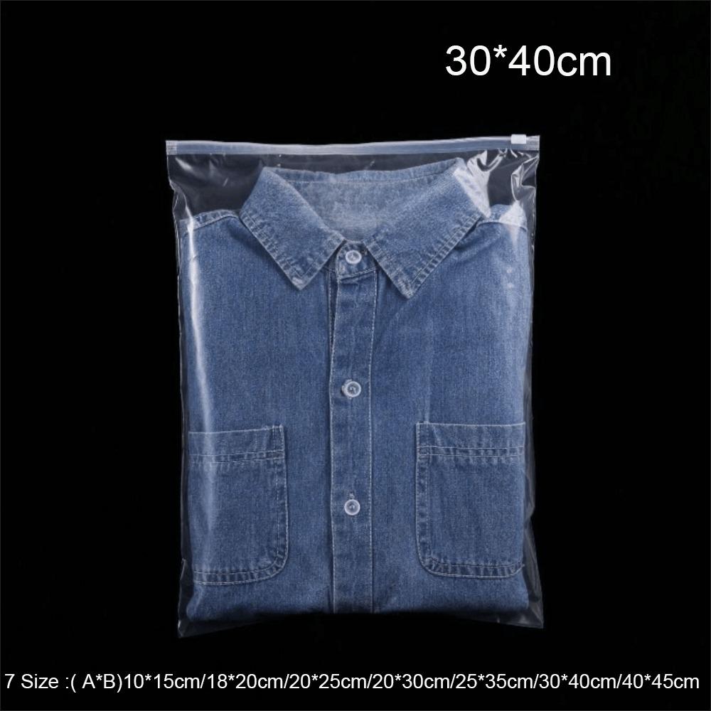 50pcs/set Portable Plastic Ziplock Bag Reusable Transparent Storage Bag Multi-Purpose Luggage Organizer Clothing Storage