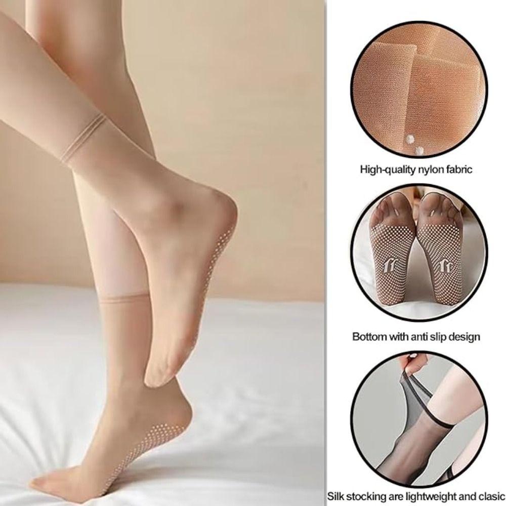 Non-Slip Ankle Socks Breathable Silk Sheer Ankle Socks New Crystal Glass Silk Socks