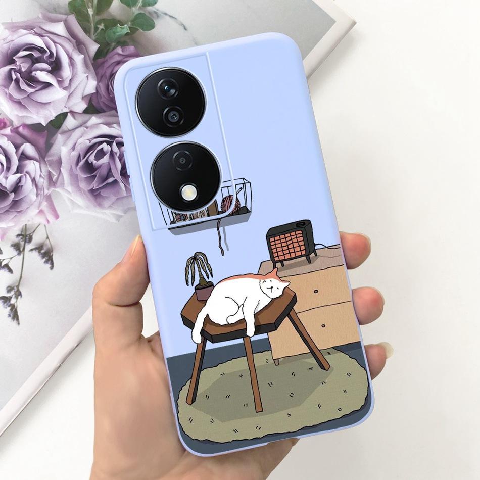 Cool Fashion Moon Printed Case For Honor X7b Candy Color Soft Silicon TPU Shockproof Phone Cases For HonorX7b X 7B 4G CLK-LX2