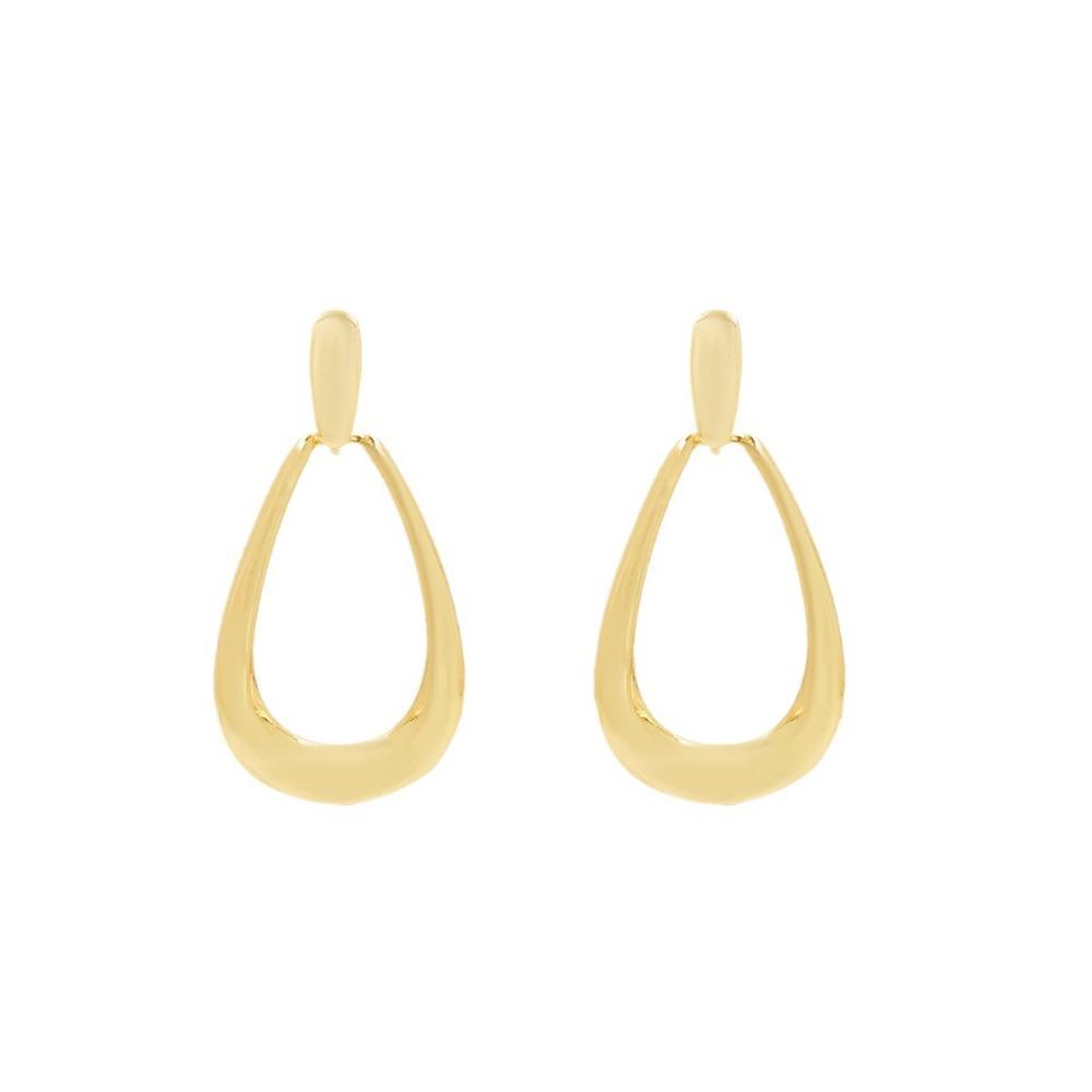 Personality Simple Glossy Metal Hollowed-out Teardrop Shape Piercing Stud Earrings for Women Korean Fashion Jewelry Accessory