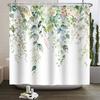 Watercolor Green Leaf Shower Curtain for Bathroom Vines Plant Nordic Minimalist Polyester Botanic Curtain for Home Hotel 180x2