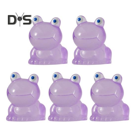 

5 шт., яркая цветная миниатюрная скульптура, светящийся креативный миниатюрный пейзажный орнамент, красочная светящаяся в темноте лягушка фиолетовый