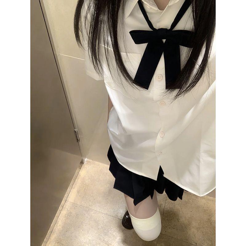 

New Summer JK Uniform Set: Short Sleeve Shirt & Pleated Skirt - Slim, Versatile School Style S