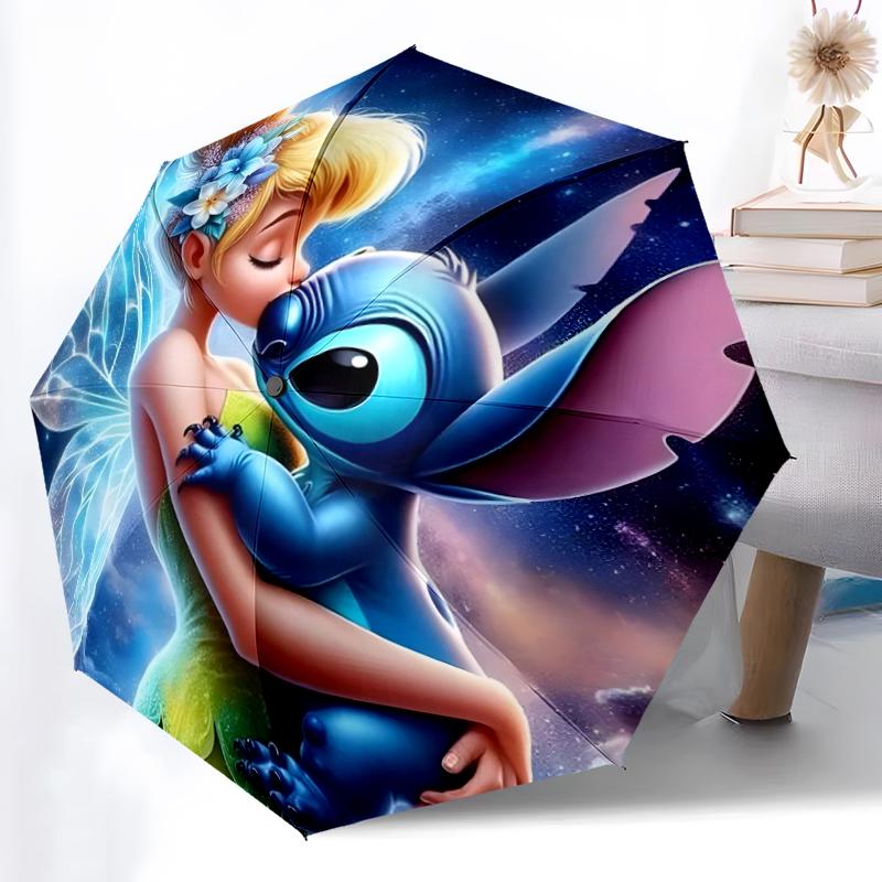 

1pc Sturdy 8-Bone Auto Umbrella, Sully And Mike Monsters Inc Floral Umbrella, Digital Printed, Foldable Umbrella for On-the-Go Outdoor Use