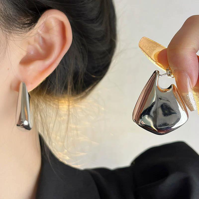 Vintage Ins Style Geometric Triangle Smooth Earrings New Punk Fashion Earrings Studs Women's Party Jewelry Accessories