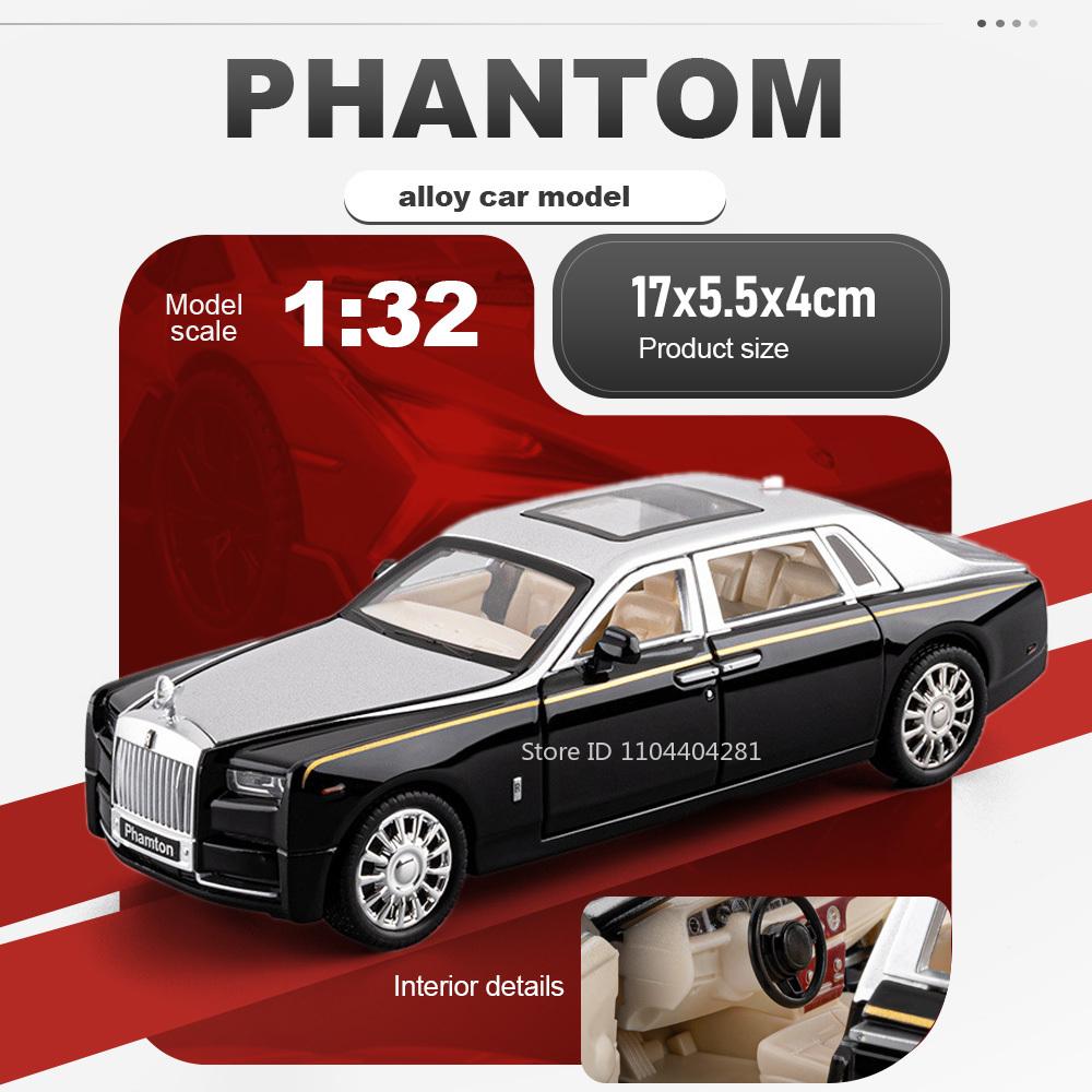 AAZH1 1:32 Rolls Royce Phantom Wraith Spielzeugautos Druckguss-Legierungsmodell mit Sound Licht Rückzieher Türen zu öffnen Autos Geschenk für den Geburtstag eines Freundes