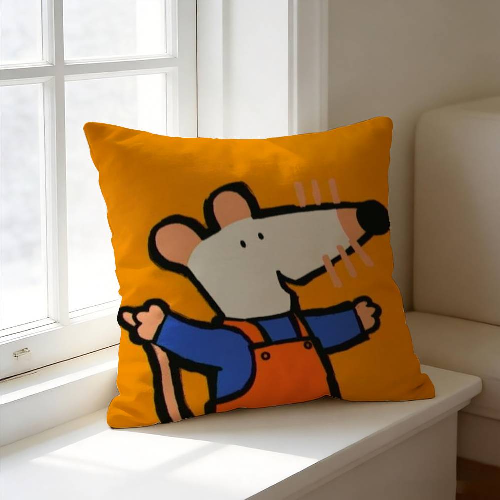 Animated cartoon M-Maisy Mouse Square Double-Sided printed Pillow Case Bedroom Bedside Pillow Sofa Cushion Cover