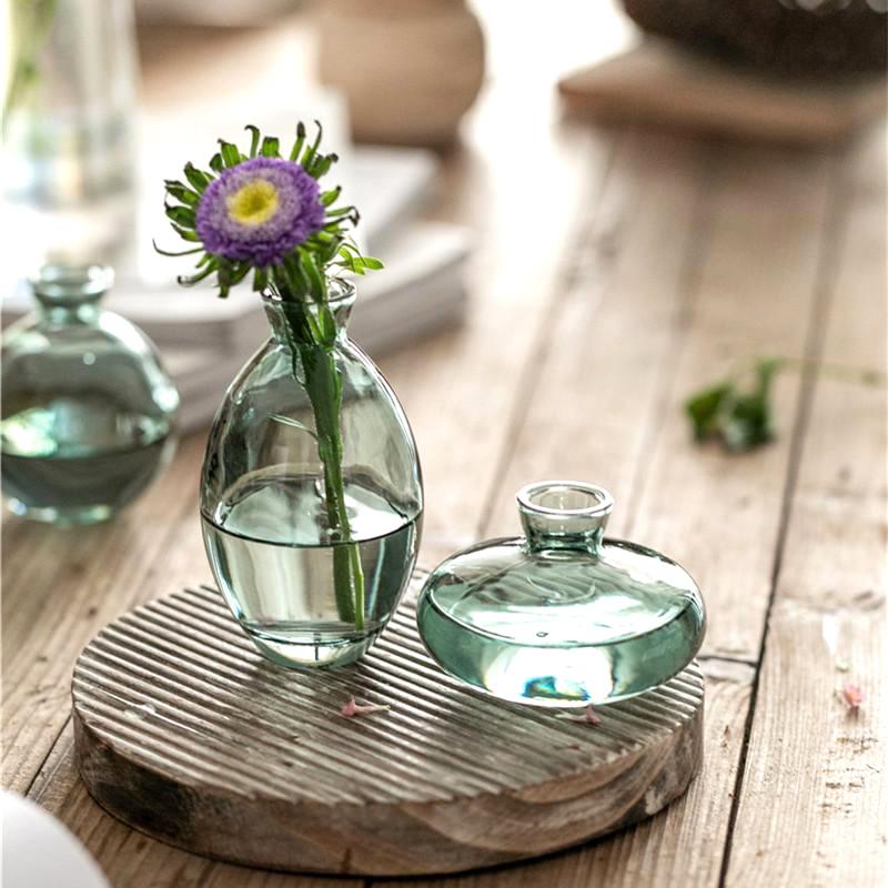 Retro Glass Vase Transparent Flower Bottle Nordic Plants Pot Flower Arrangement Hydroponic Terrarium Flowerpot Wedding Decor