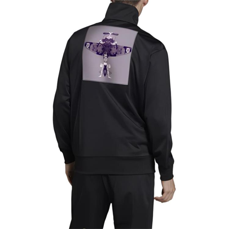 adidas Originals Trefoil Gallery Fb Track Top Abstract Painting Stand Collar Jacket Men Tops Black ED9358