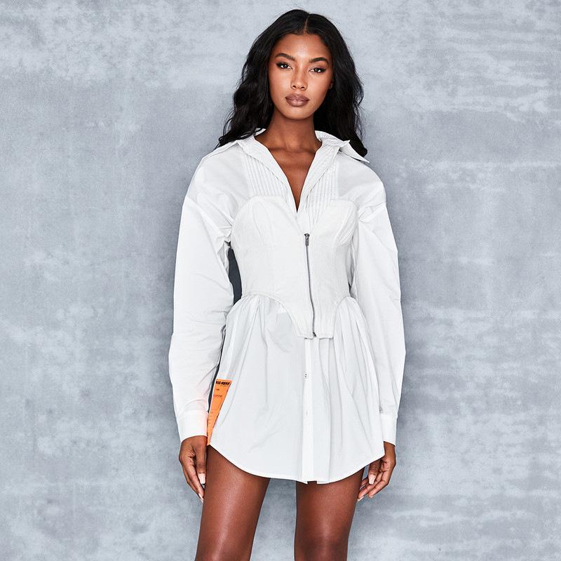 European & American 2020 Summer Women's Sexy Slim-Fit Strapless Zipper Top