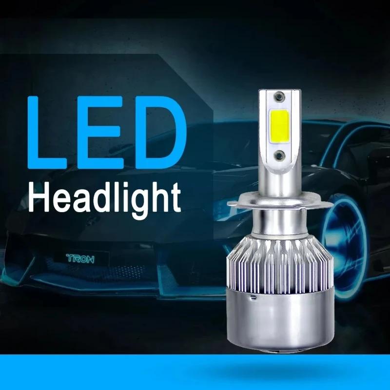 Ultra-Bright C6 LED Headlights – 72W 7200LM (H4/H7/HB4, 12V) Low/High Beam Car Bulbs (2-Pack)