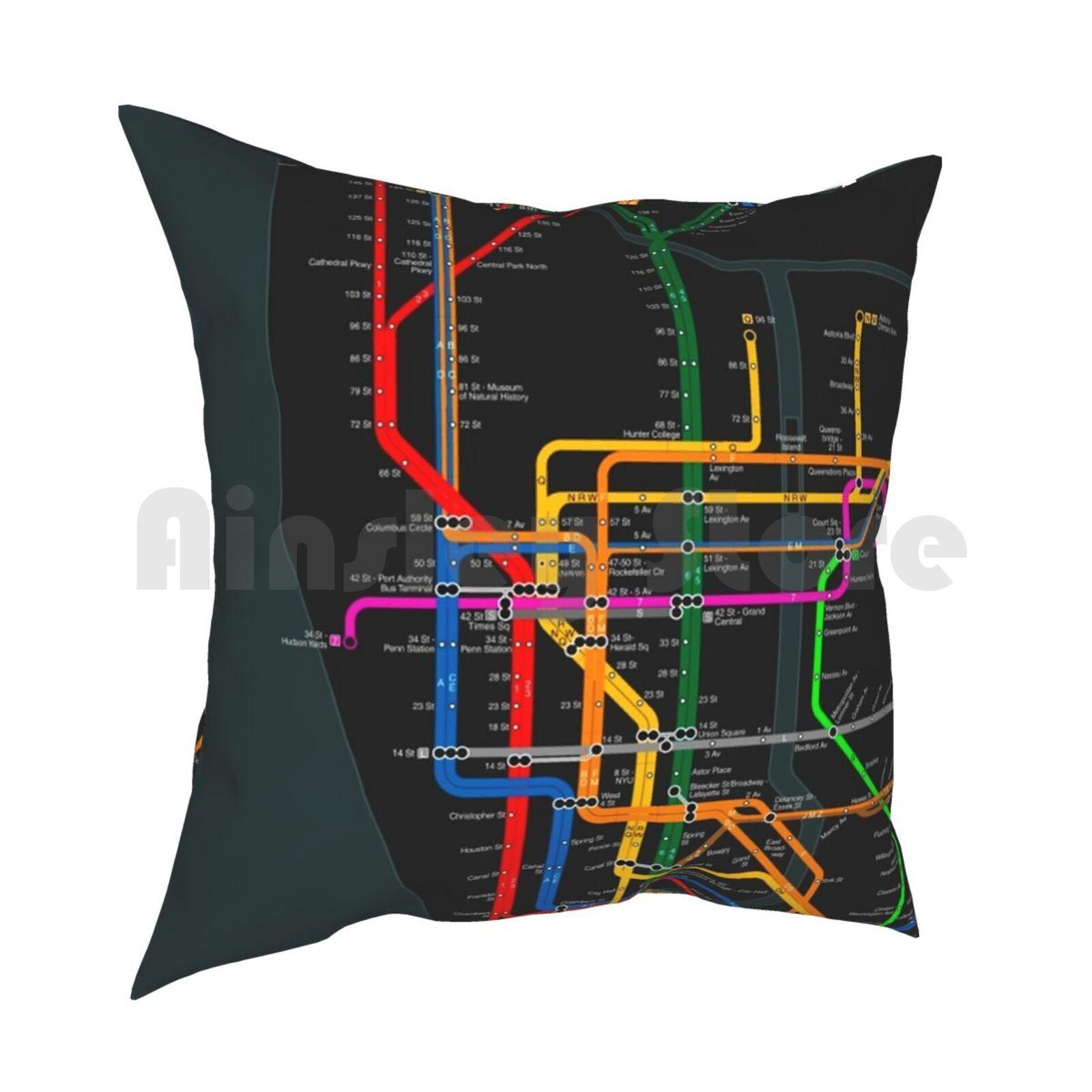 New York City Dark Map Pillow Case Printed Home Soft DIY Pillow Cover New York City New York Nyc Usa Metro 30x30cm 12x12in