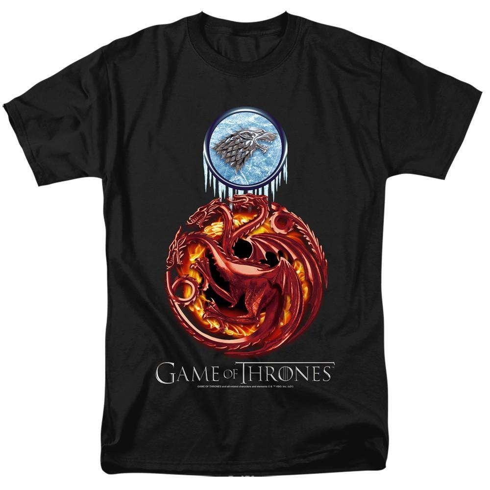 Game Of Thrones - Combined Targaryn And Stark - Adult Unisex T-Shirt - Black S