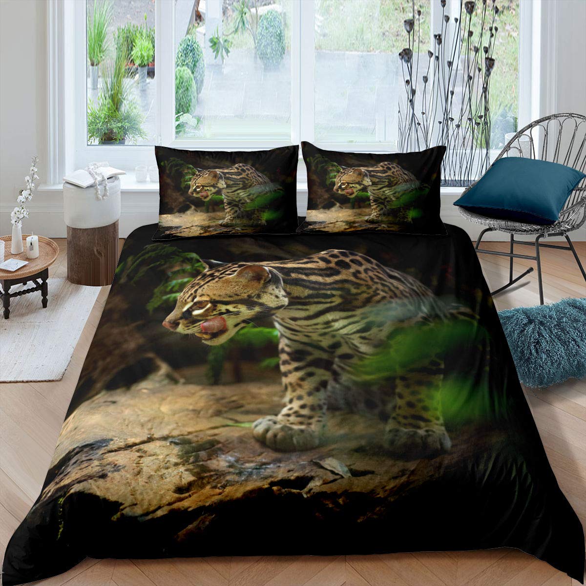 

Пододіяльник Lynx Teens King Wildlife Animals Комплект постільної білизни Big Cat Comfort Cover for Kids Wild Animal Nature 3pcs Комплект постільної білизни US Twin(172x218cm)