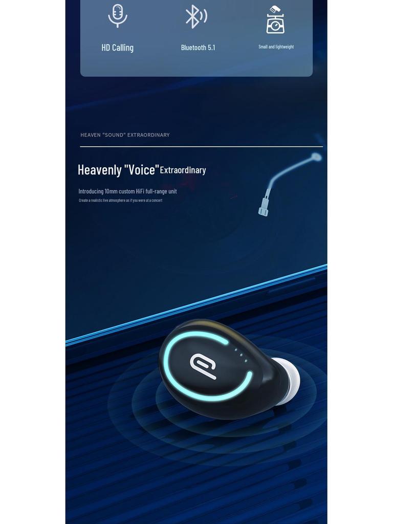 New Wireless Bluetooth 5.1 Mini In-Ear Sports Earbuds with Long Battery Life and Noise Cancellation