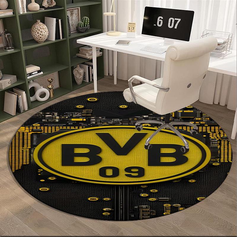 Borussia fcfc Round Rug for Livingroom,Bedroom, Palyroom, Chair Rug, Area rug, Circle Carpet, Large Size Fan Christmas gift