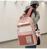 Retro Workwear Style Large Capacity Backpack Women Korean Version High School Students Color-blocking Trendy Shoulder Bag Men Travel Backpack