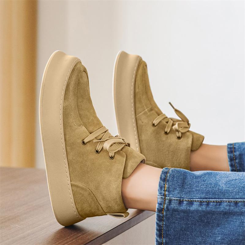 Men's Suede Leather High-Top Velvet Martin Boots - Lace-Up Thick-Soled Casual Shoes for Autumn/Winter