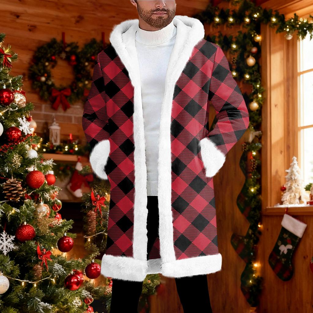 Herrkofta med huva, lång varm kappa