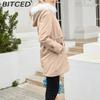 BITCED Autumn/Winter Detachable Fur Collar Women's Parka Long-Sleeved Hooded Cotton Coat Fleece Overcoat