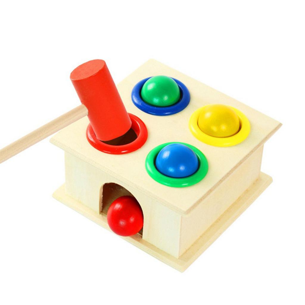 Wooden Ball Hammer Toy Early Educational Hand Eye Coordination Training Smooth Surface for Baby