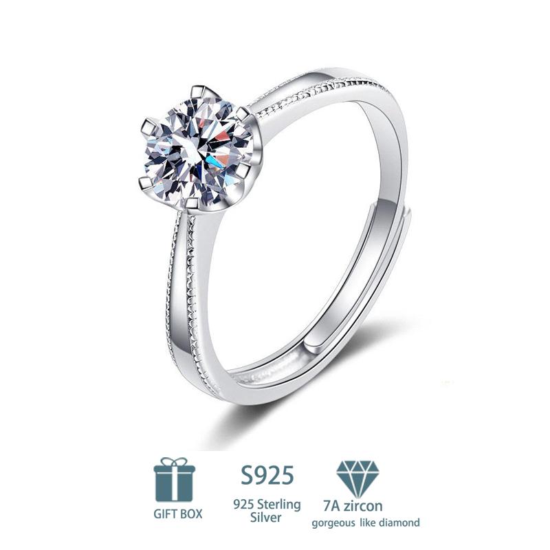 Tancise Classic 925 Sterling Silver 7A Zircon Moissanite Ring for Ladies Jewelry Women Wedding Party Gifts