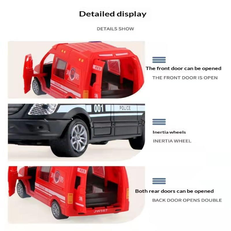 Feuerwehr Rettungswagen Polizeiauto Modellset Öffnungsbare Türen ABS Material für Kinder Pädagogisches Spielzeug Geschenke