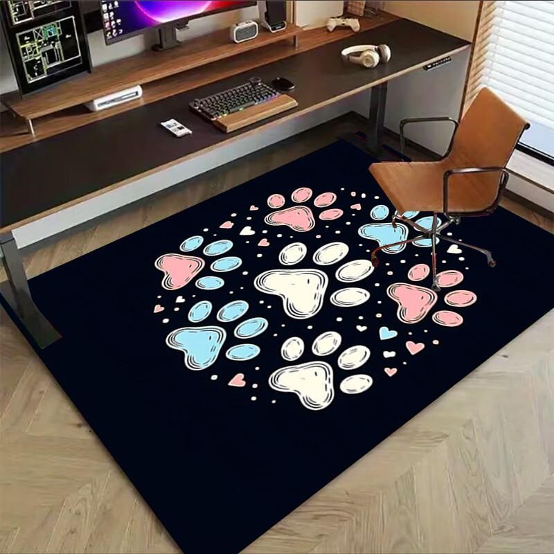 1PC Paw Prints Hearts Carpet Ultra Soft, Thick & Absorbent, Non Slip Machine Washable Mat for Entryway