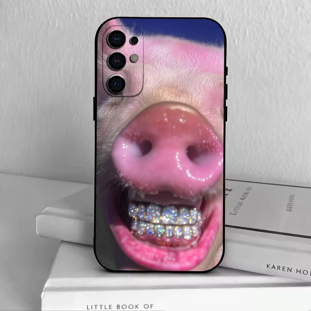 D-Funny Animals  Phone Case Black Silicone Soft For Samsung S25,S24,S21,S22,S23,S30,Ultra,S20,Plus,Fe,Lite