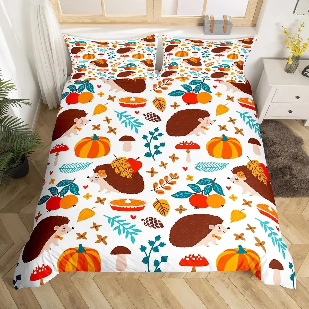 

Comforter Cartoon Hedgehog Queen Watercolor Tie-Dye Boho Bedding Setwild Animals Flowers Comforter Floral Comforter (quilt)-EU Single(135*200cm)3pcs