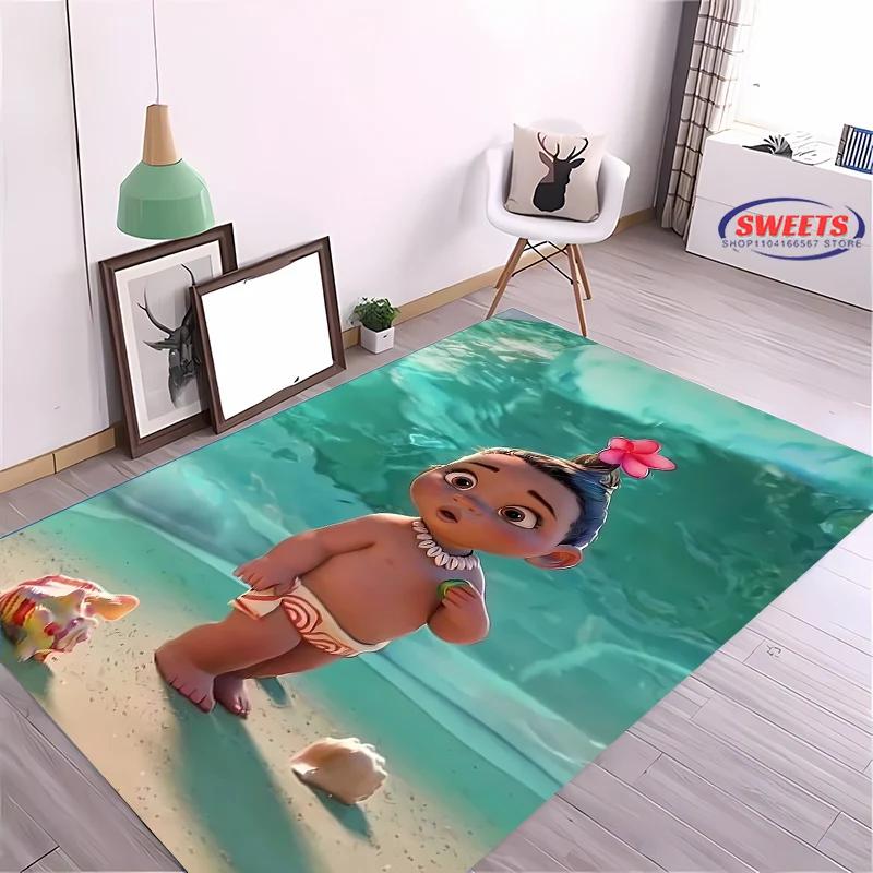 Disney Moana Cartoon Carpet New Release! Bedroom Living Room Bed Mat, Non-slip Exquisite Home Decor, Durable Washable Rug