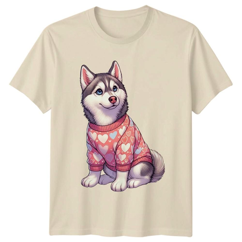 Cute Husky Puppy Dog Wearing Unisexs TShirt Siberian Husky Valentines Day