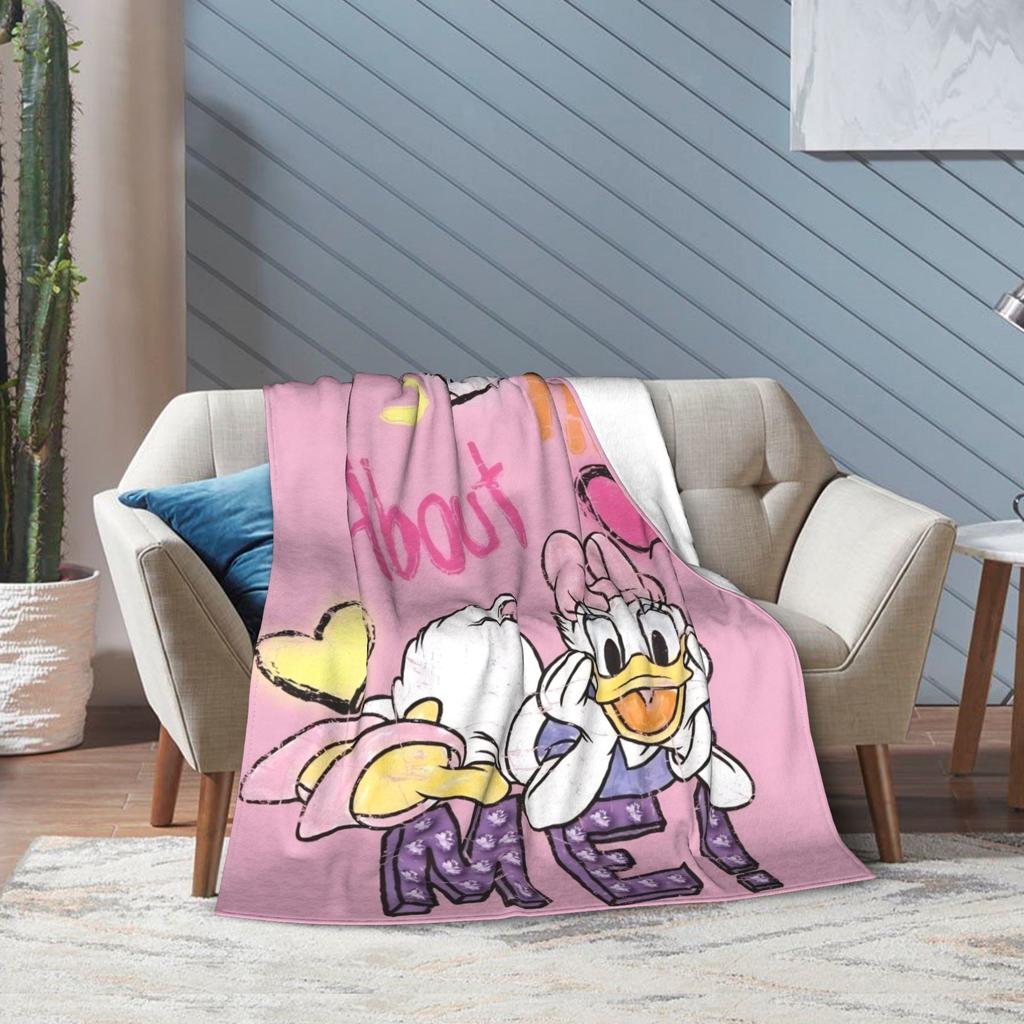 Funny Cute Daisy Duck Blanket Multiple Sizes Warm Cozy Fluffy Throw Blankets for Sofa Couch and Bed