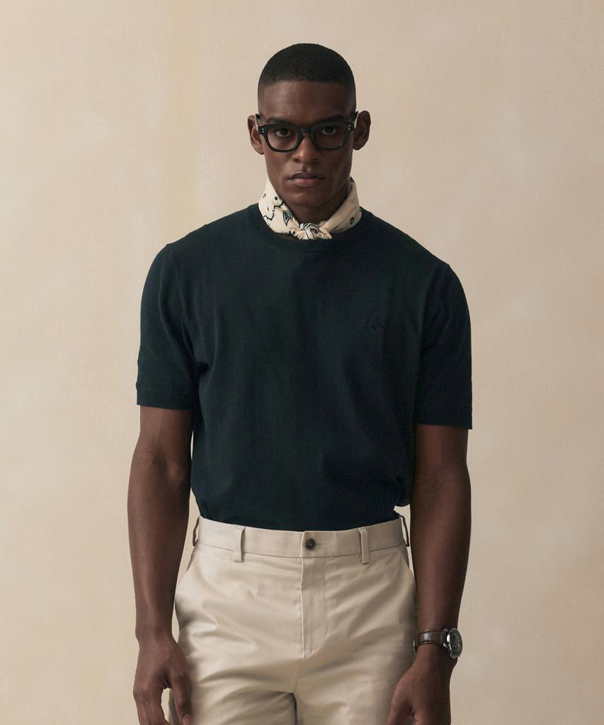 BROOKS BROTHERS Cotton Crew Neck Short Sleeve Sweater (Dark Green) (Bbwrmb201Ajfm)
