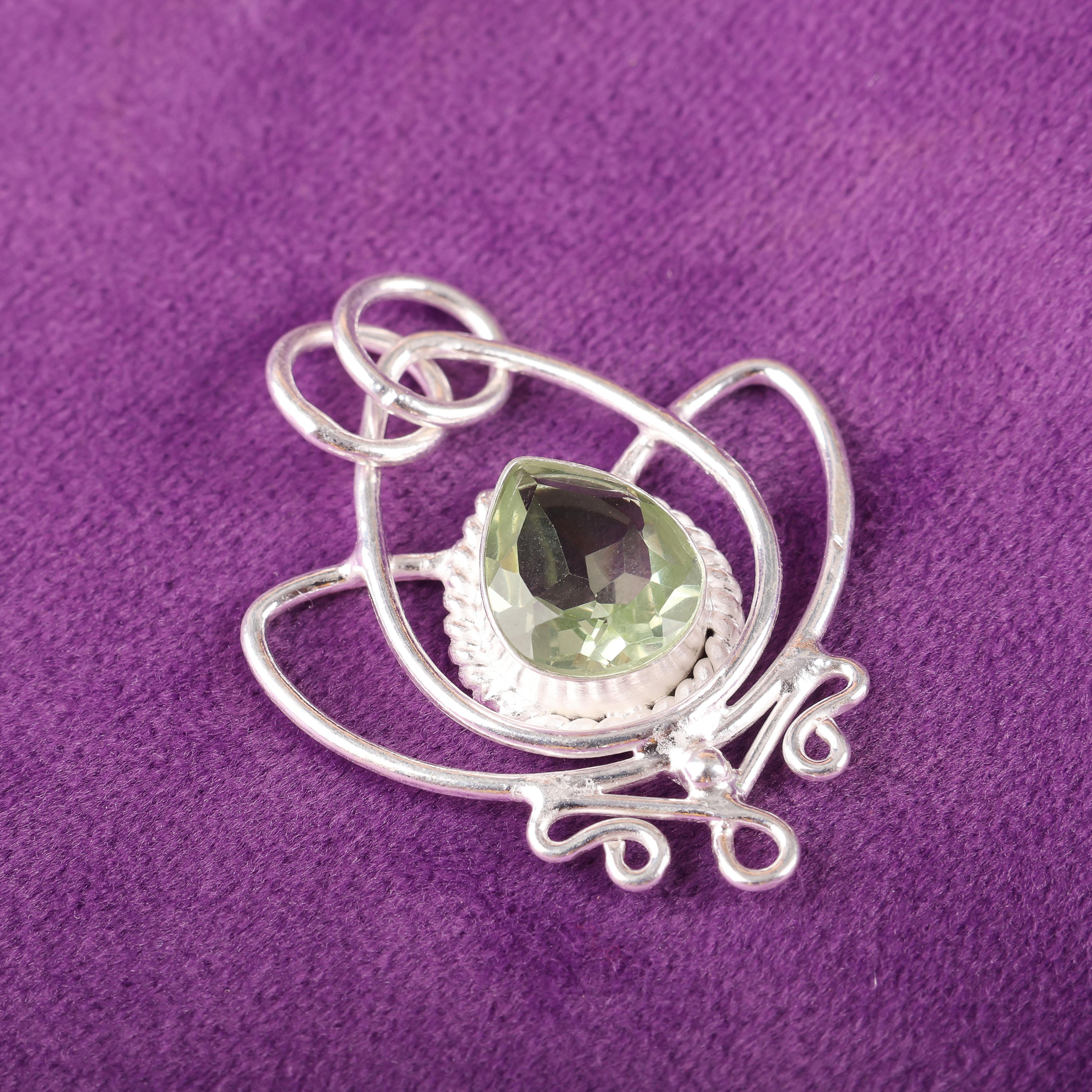 

Украшения из драгоценных камней зеленого аметиста, Подвеска из стерлингового серебра 925 пробы, Ручной работы, Замечательный ювелирный кулон, Подарок для женщин 1.44 Inches зелёный