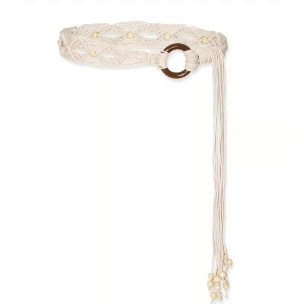 

Ретро Пояс с кисточками и узлами Богемный стиль Пояс с завязками Аксессуары для платья белый